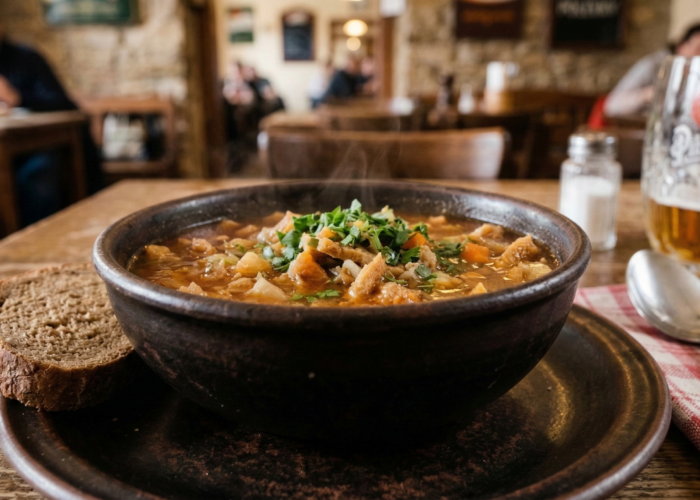 Dršťková polévka v obchůdku Čerčany